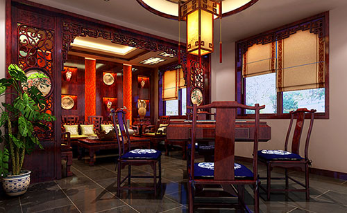 吉州古典中式风格茶楼包间设计装修效果图